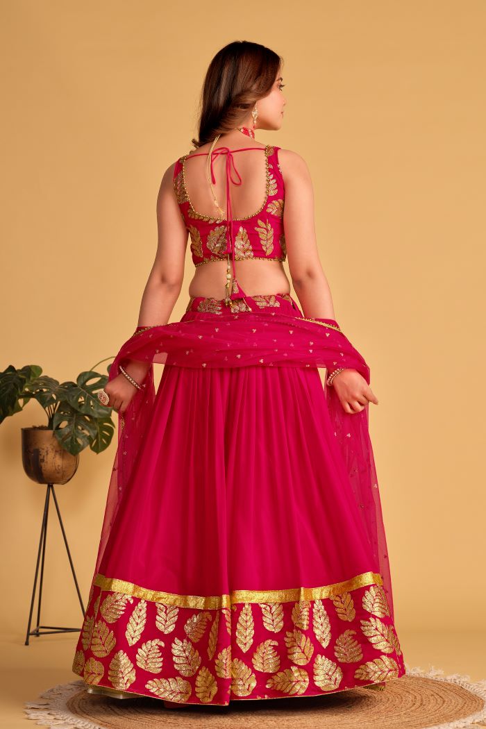 Georgette Party Wear Pink Lehenga Choli