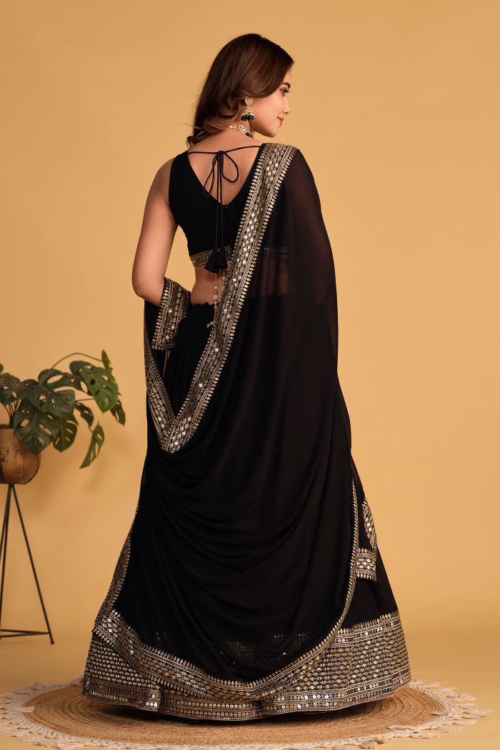 Georgette Party Wear Black Lehenga Choli