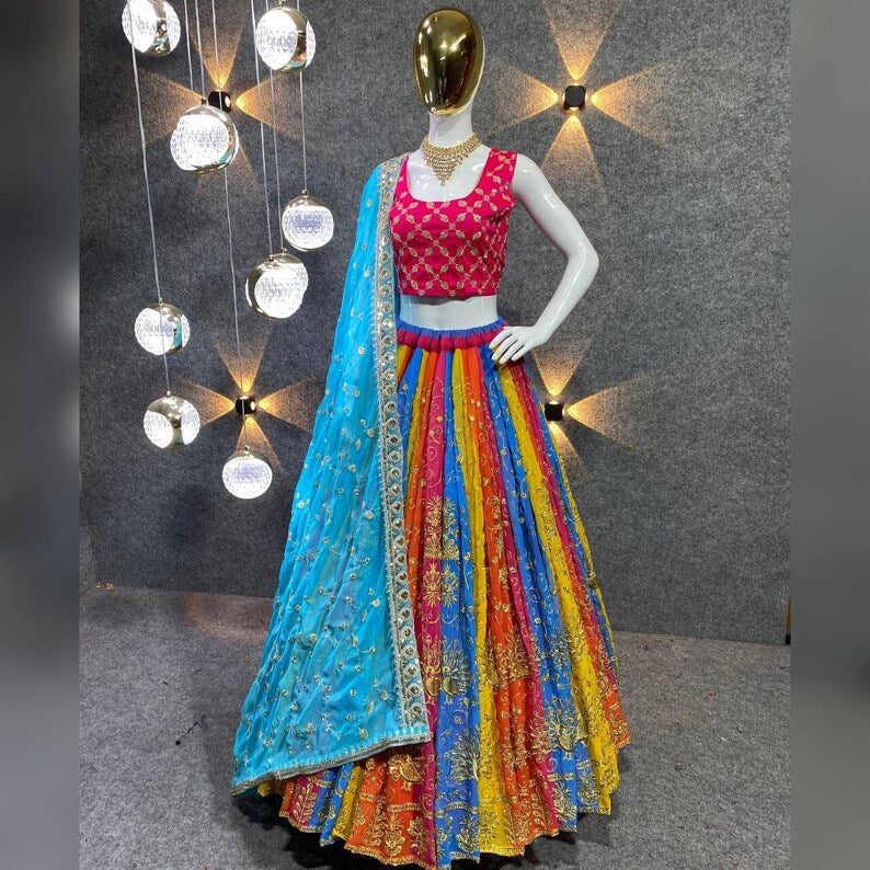 Georgette Wedding Wear Multi Lehenga Choli