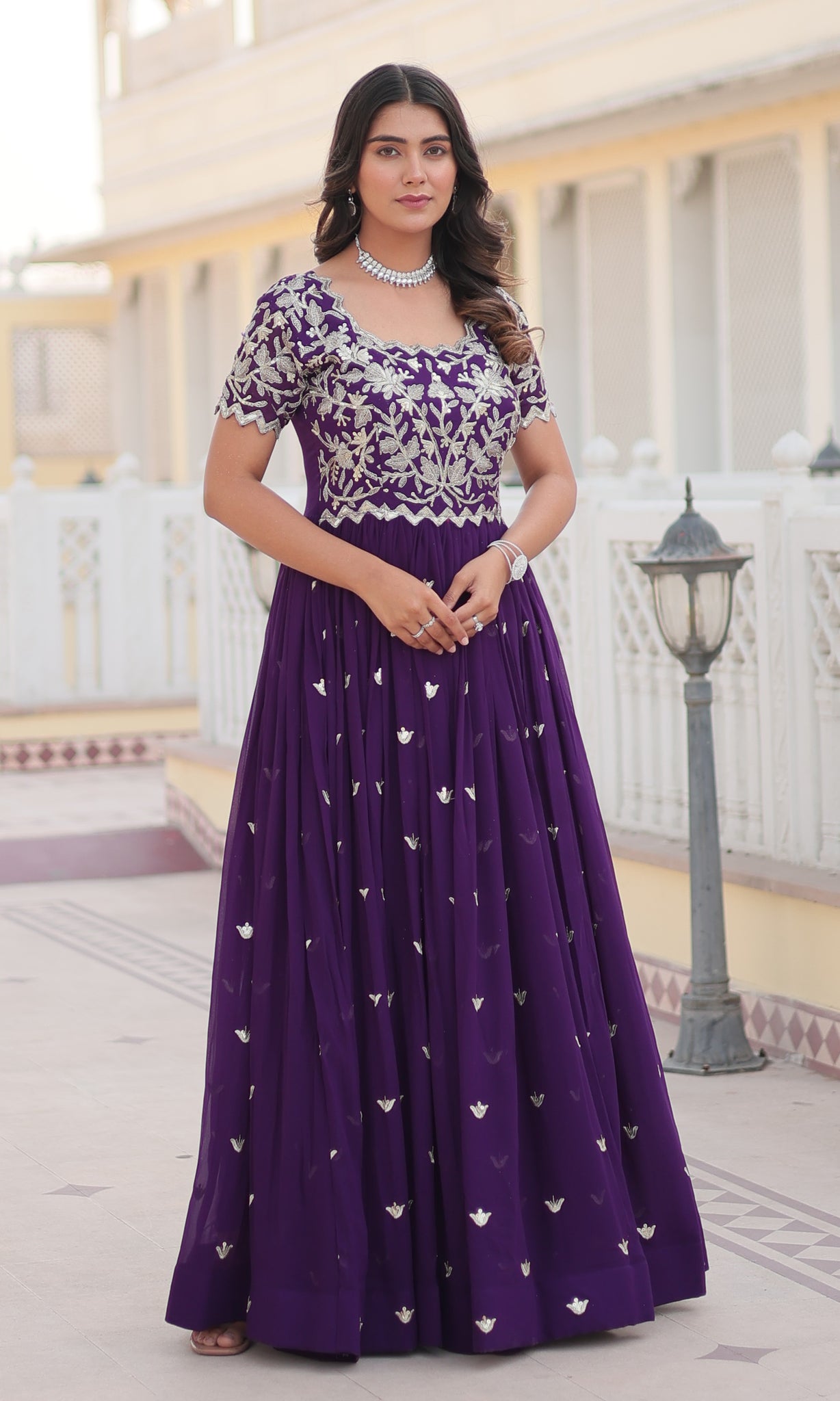 Festival Special Cotton Sequence Purple Kurta Set