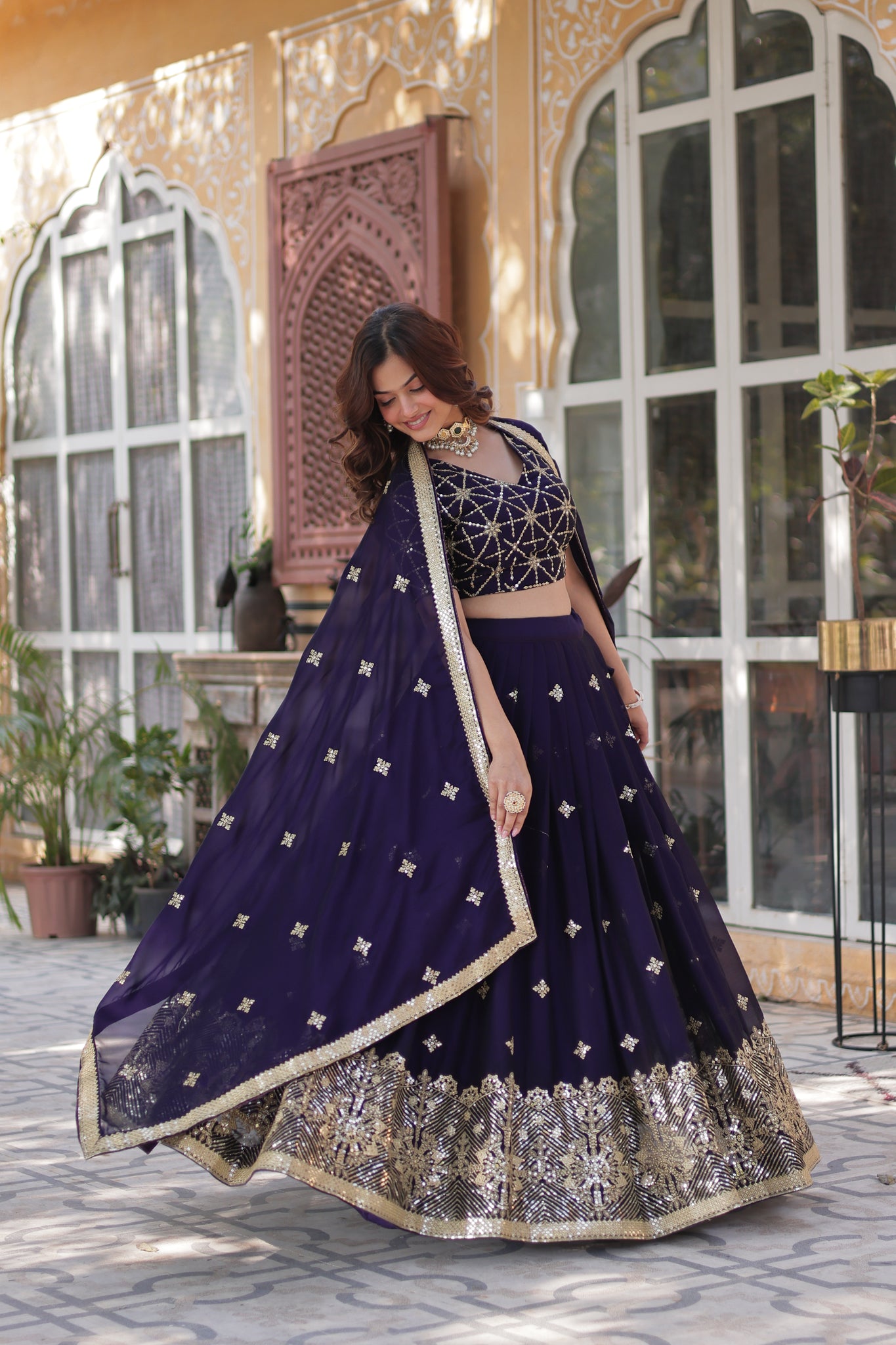 Wedding Wear Silk Purple Lehenga Choli