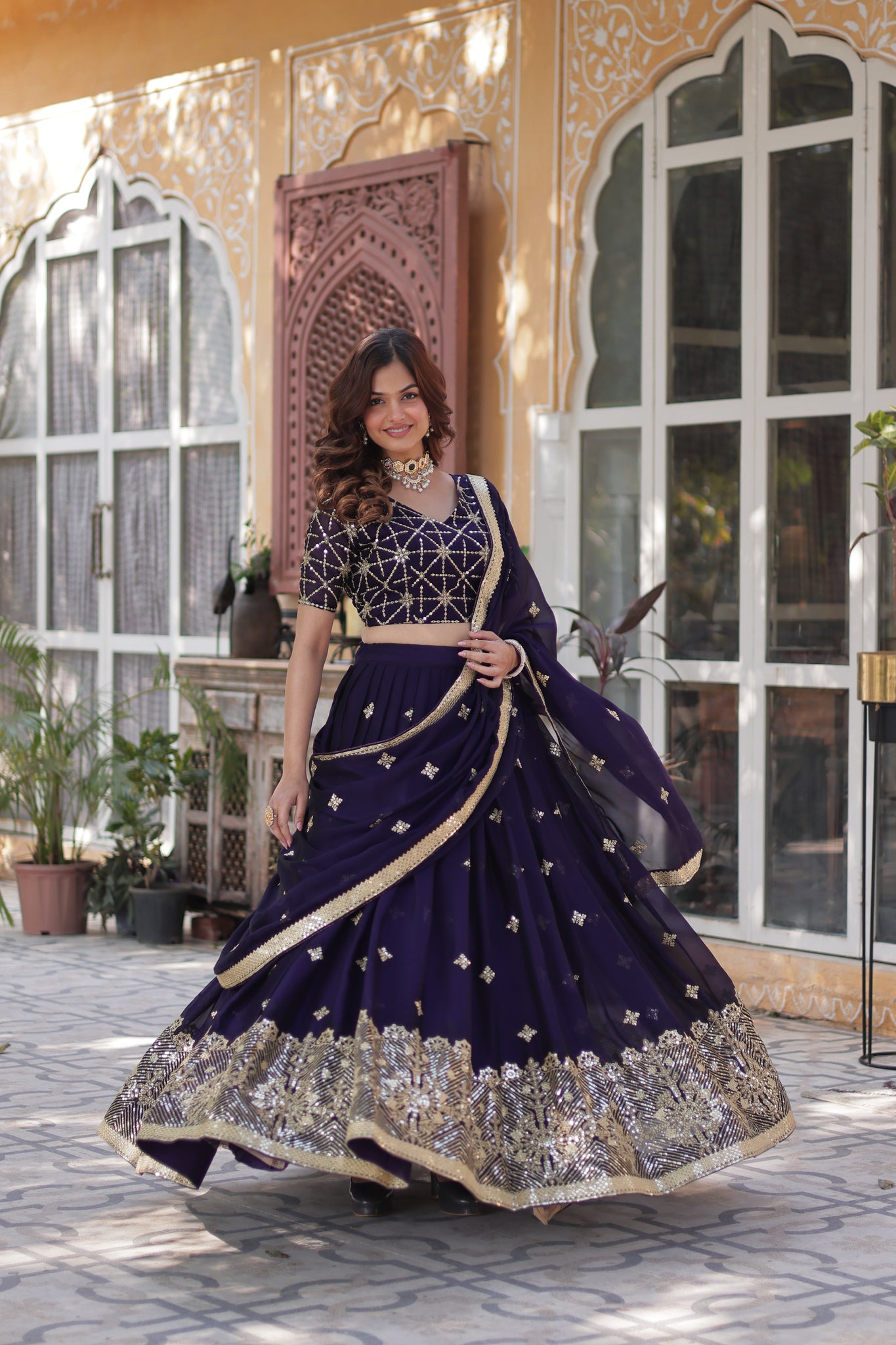 Wedding Wear Silk Purple Lehenga Choli