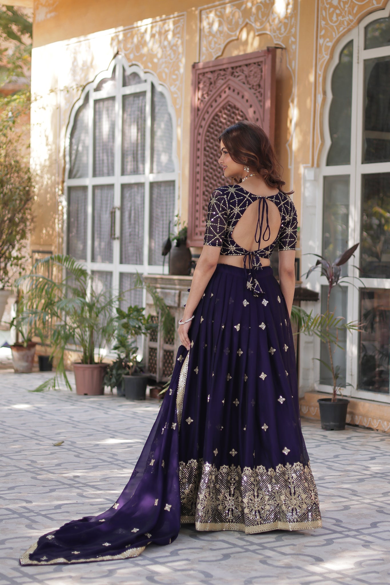 Wedding Wear Silk Purple Lehenga Choli