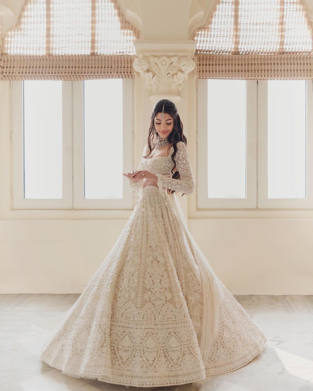 Wedding Wear Net Heavy White Lehenga Choli