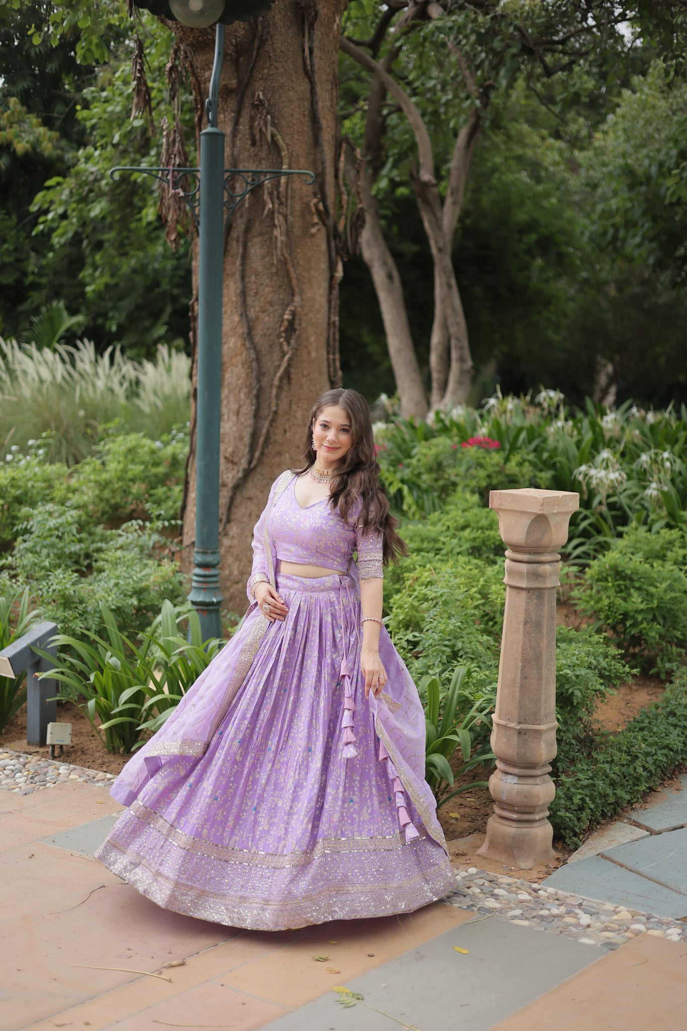 Party Wear Jacquard Lavender Lehenga Choli