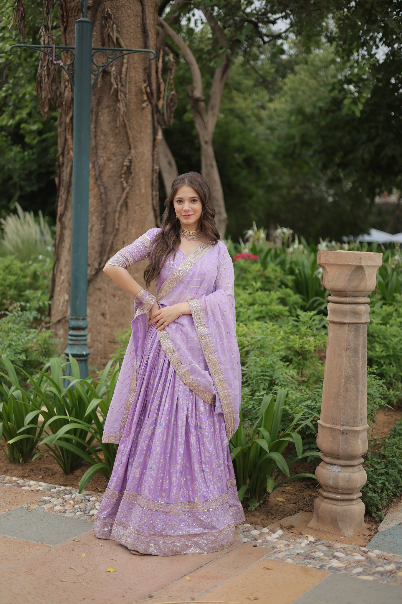 Party Wear Jacquard Lavender Lehenga Choli