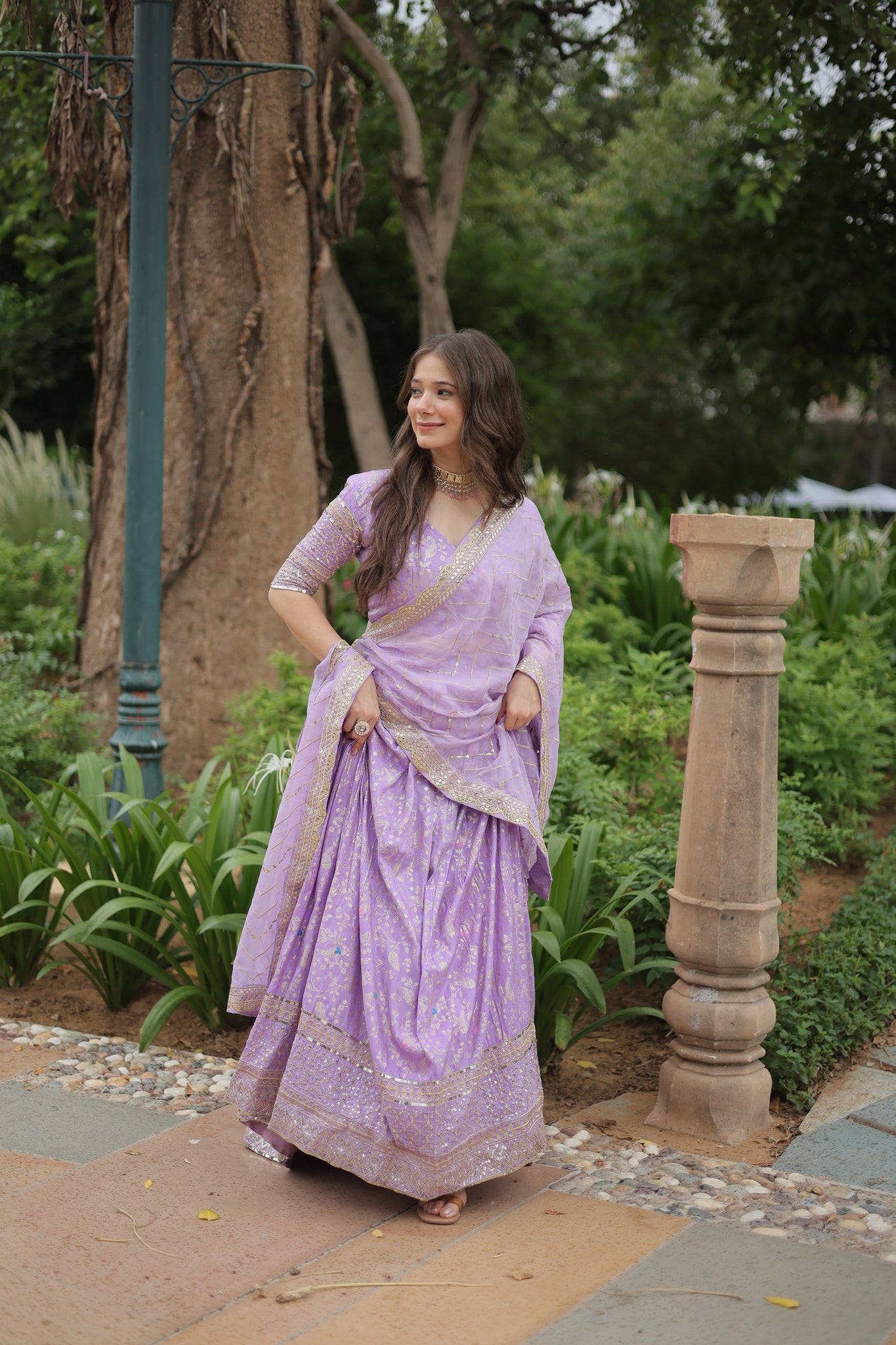 Party Wear Jacquard Lavender Lehenga Choli