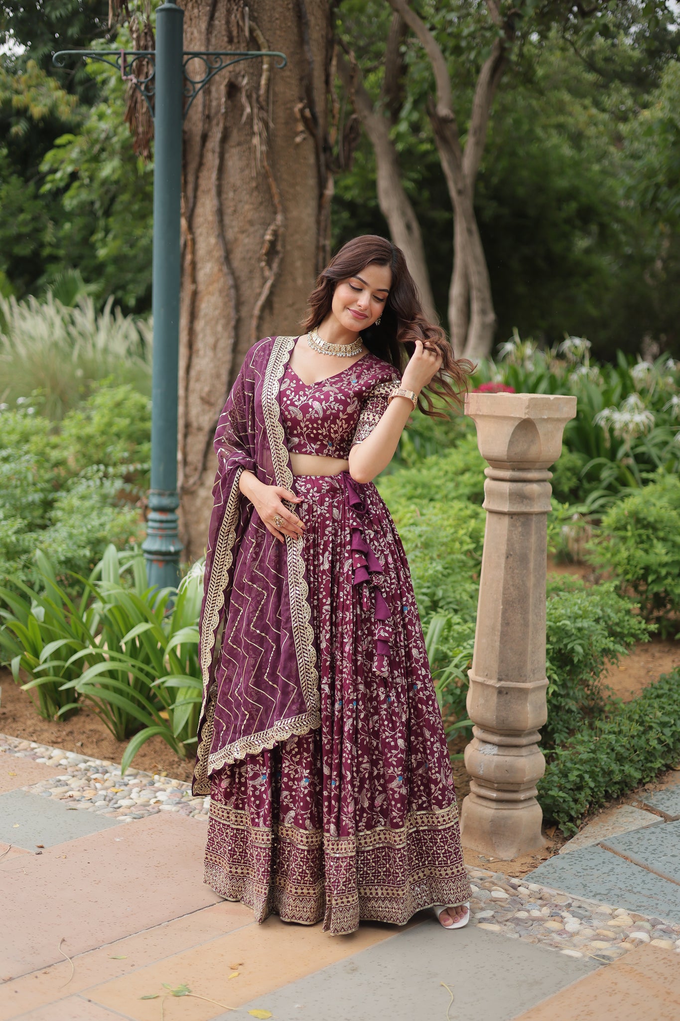 Party Wear Jacquard Purple Lehenga Choli