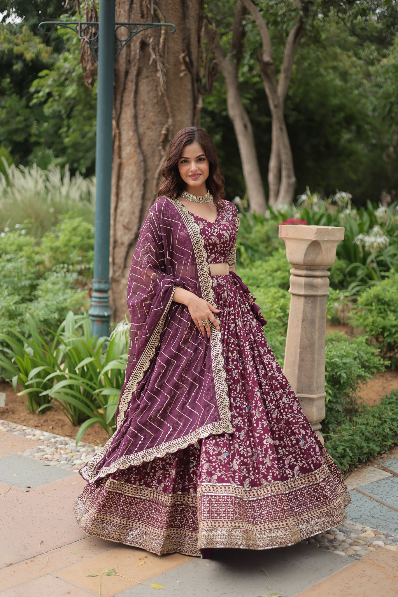 Party Wear Jacquard Purple Lehenga Choli