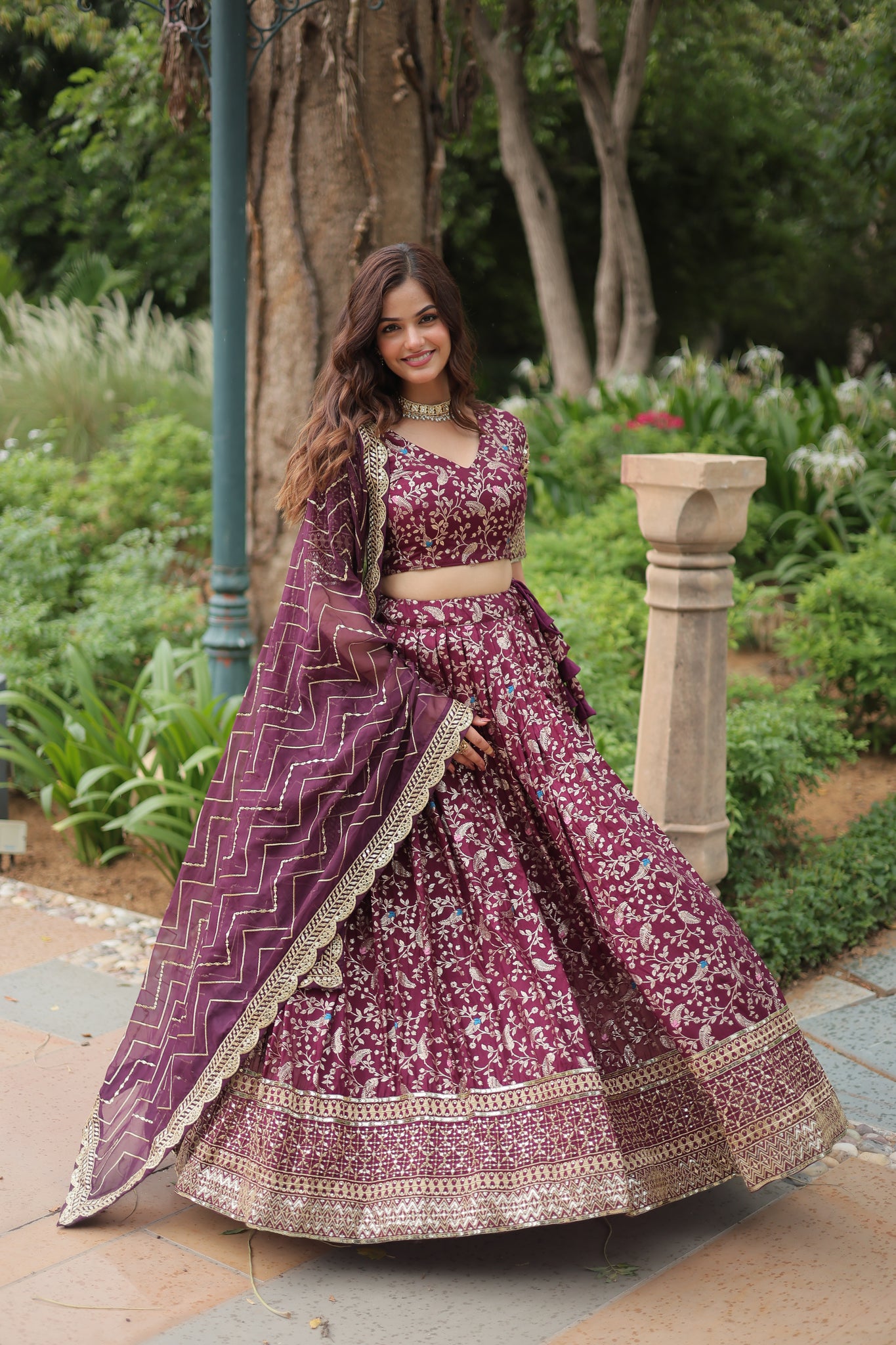 Party Wear Jacquard Purple Lehenga Choli