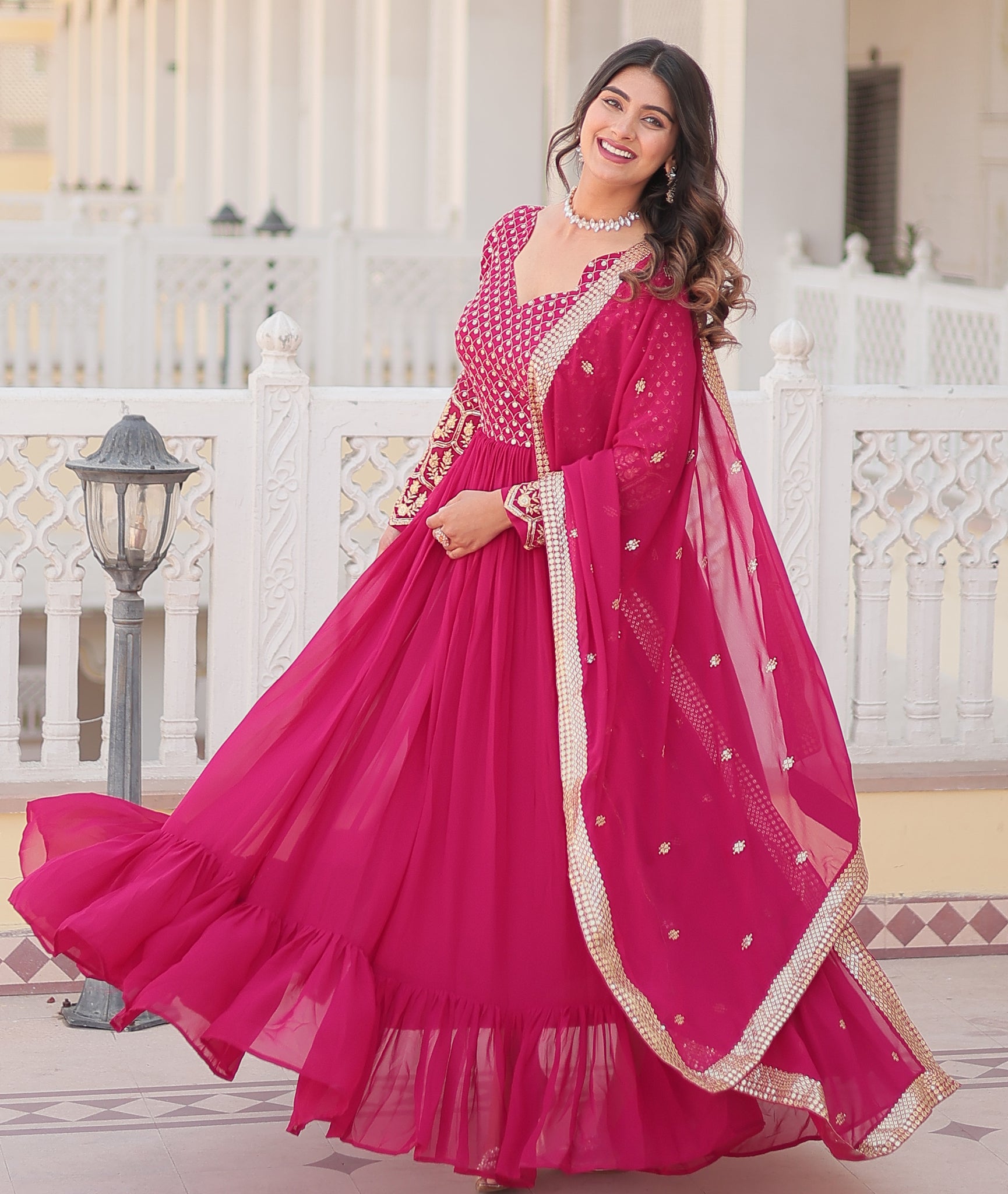 Designer Embroidered Pink Kurta Set