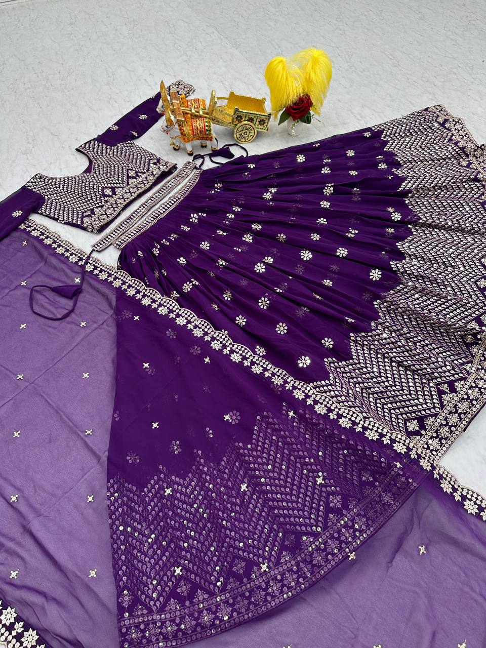 Georgette Ready To Wear Purple Lehenga Choli