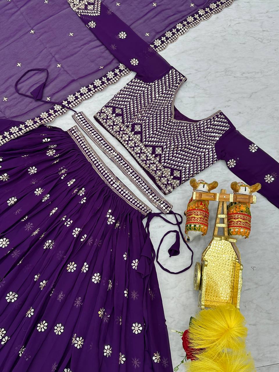 Georgette Ready To Wear Purple Lehenga Choli