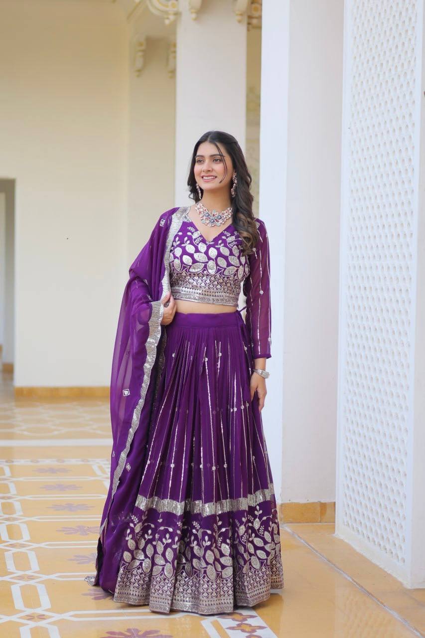 Ready To Wear Georgette Purple Lehenga Choli