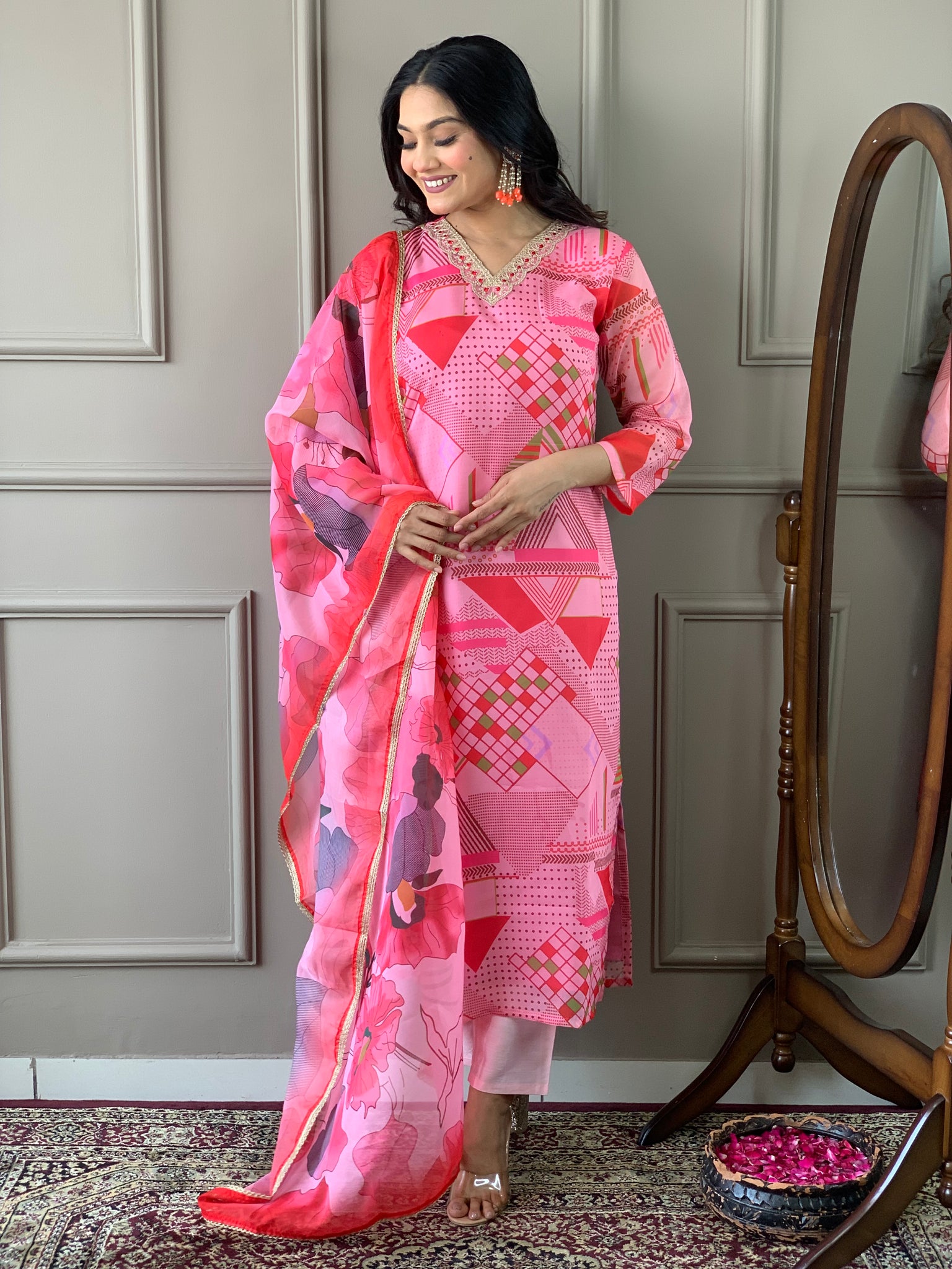 Ready To Wear Designer Pink Kurta Set