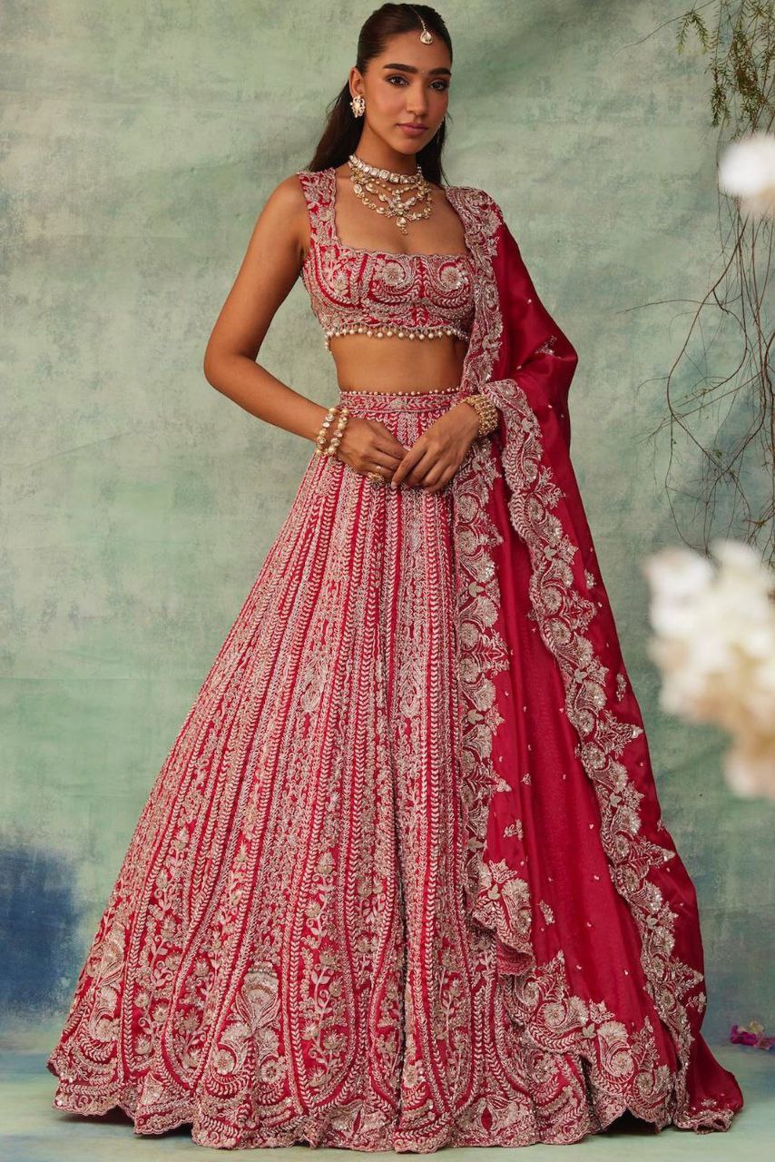 Bridal Wear Silk Red Lehenga Choli