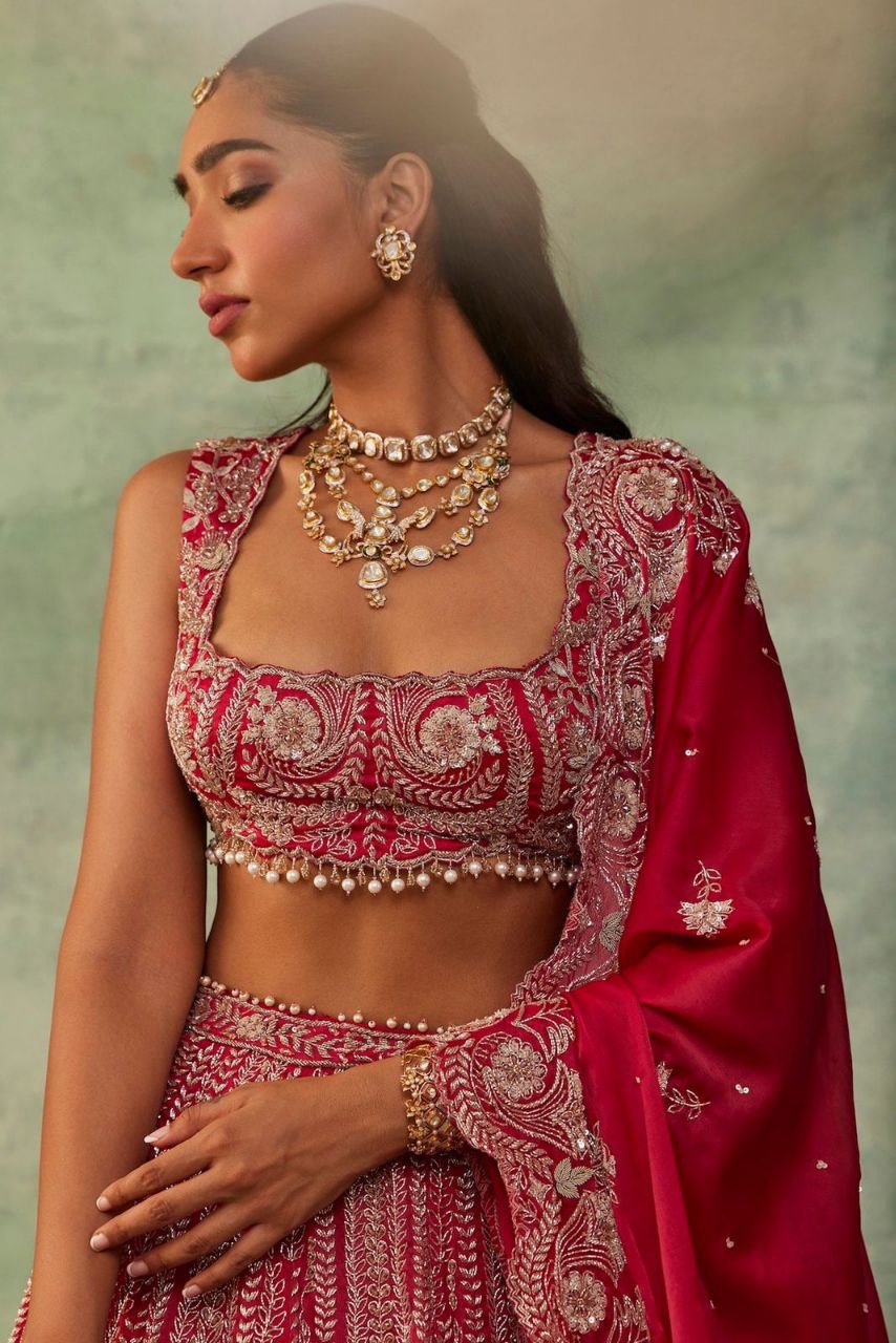 Bridal Wear Silk Red Lehenga Choli