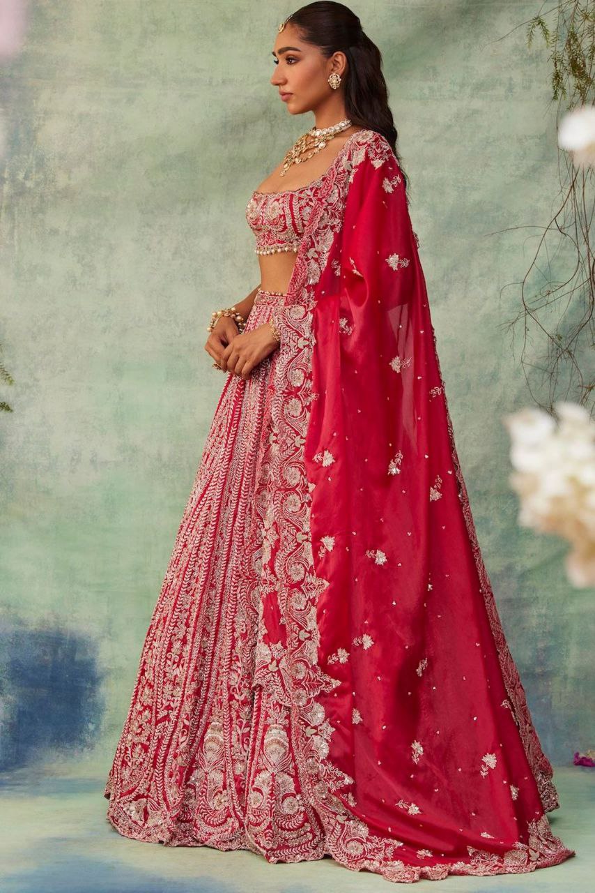 Bridal Wear Silk Red Lehenga Choli