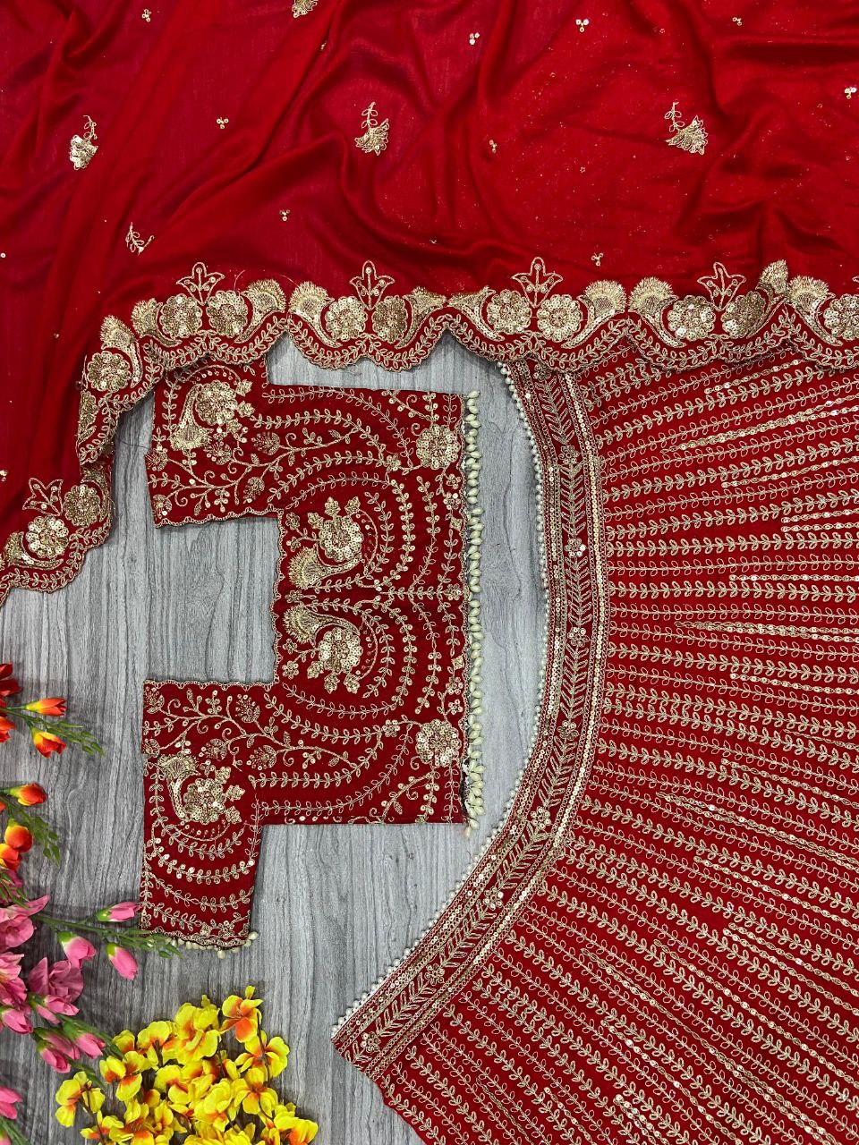 Bridal Wear Silk Red Lehenga Choli