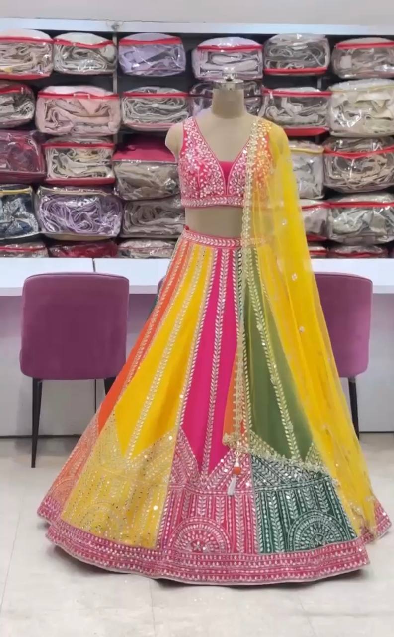 Party Wear Georgette Multi Lehenga Choli