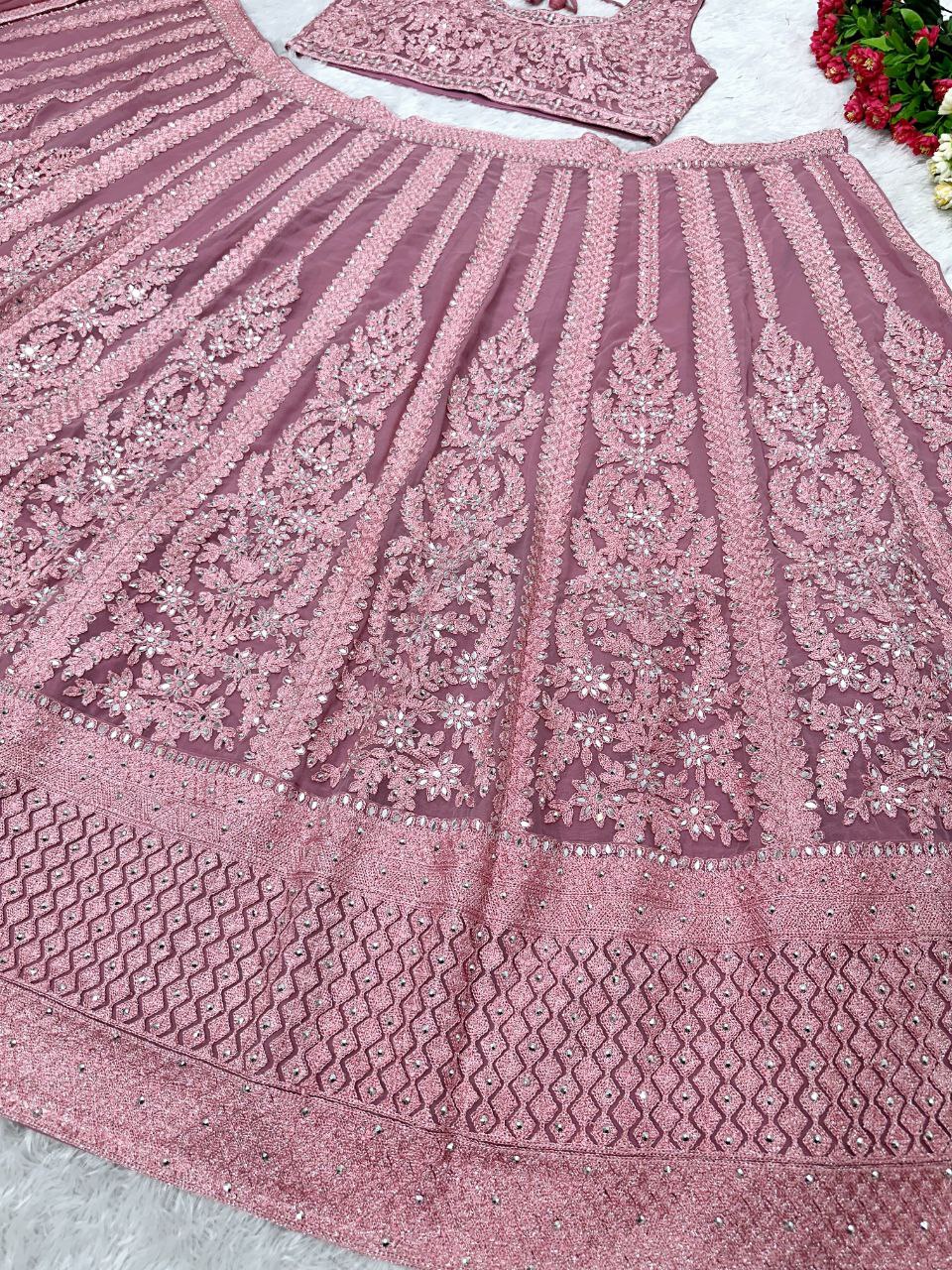 Wedding Wear Embroidered Pink Lehenga Choli