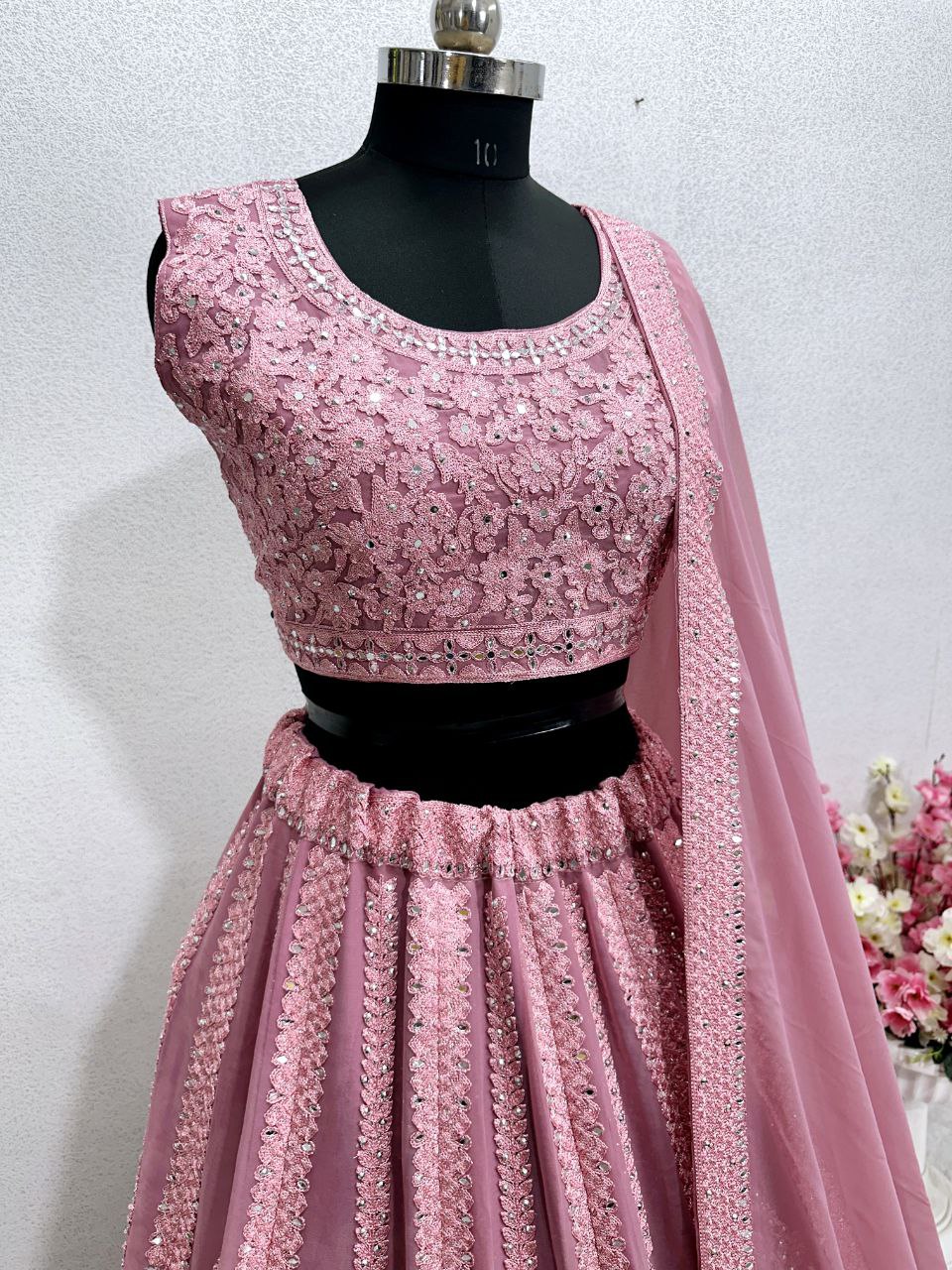 Wedding Wear Embroidered Pink Lehenga Choli