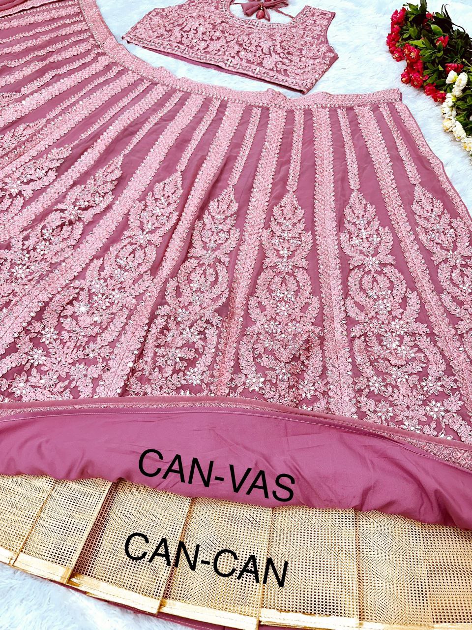 Wedding Wear Embroidered Pink Lehenga Choli