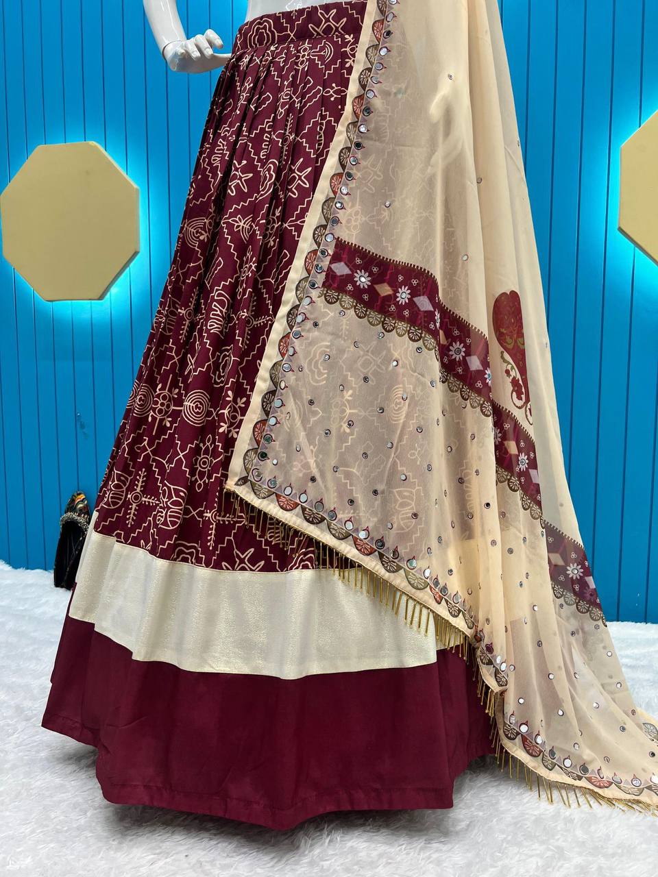 Navratri Collection: Georgette Maroon Lehenga Choli