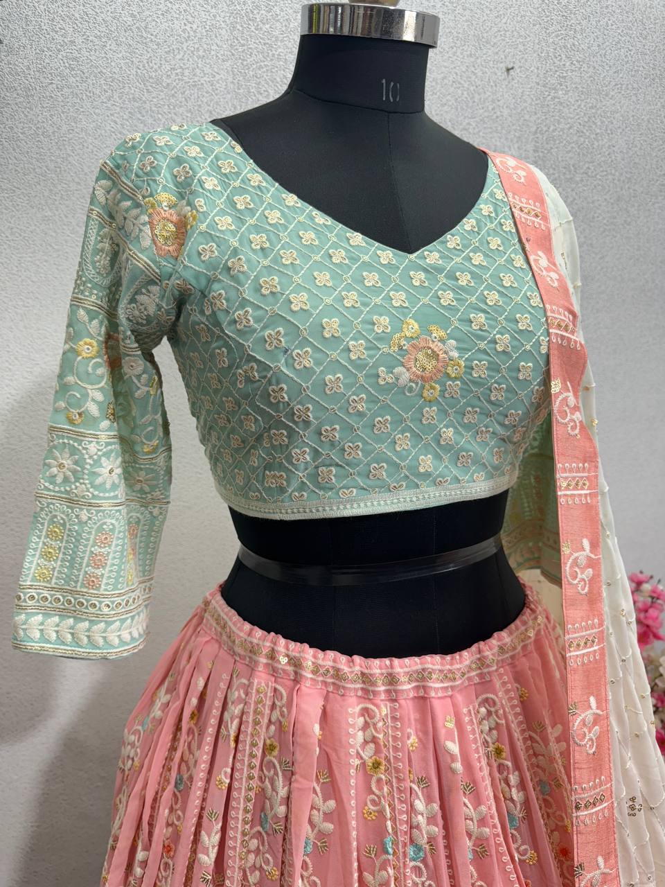 Beautiful Embroidered Zari Work Lehenga Choli