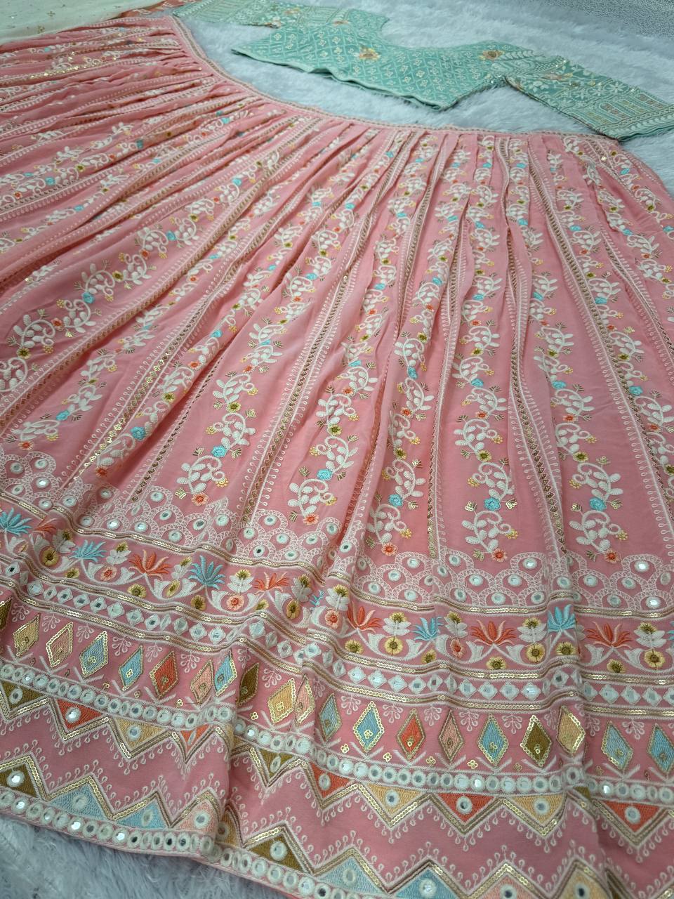 Beautiful Embroidered Zari Work Lehenga Choli