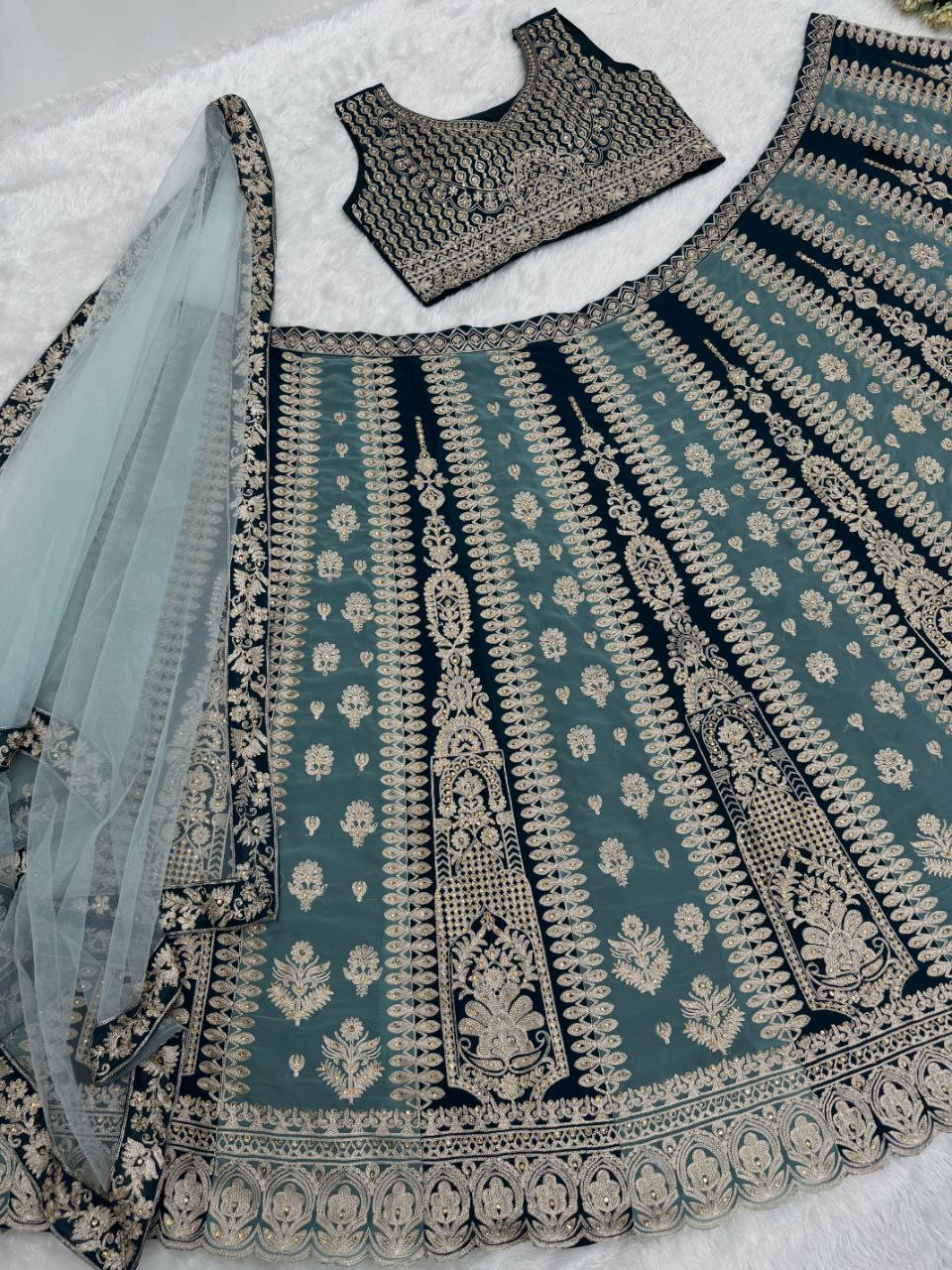 Bridal Georgette Blue Lehenga Choli