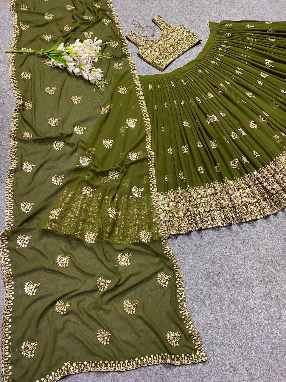 Mehndi Collection Georgette Mehndi Lehenga Choli