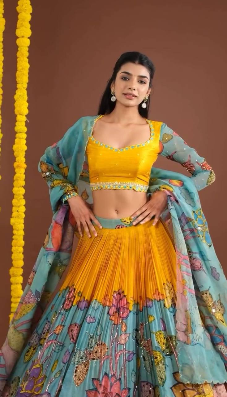 Printed Crepe Festival Wear Multi Lehenga Choli