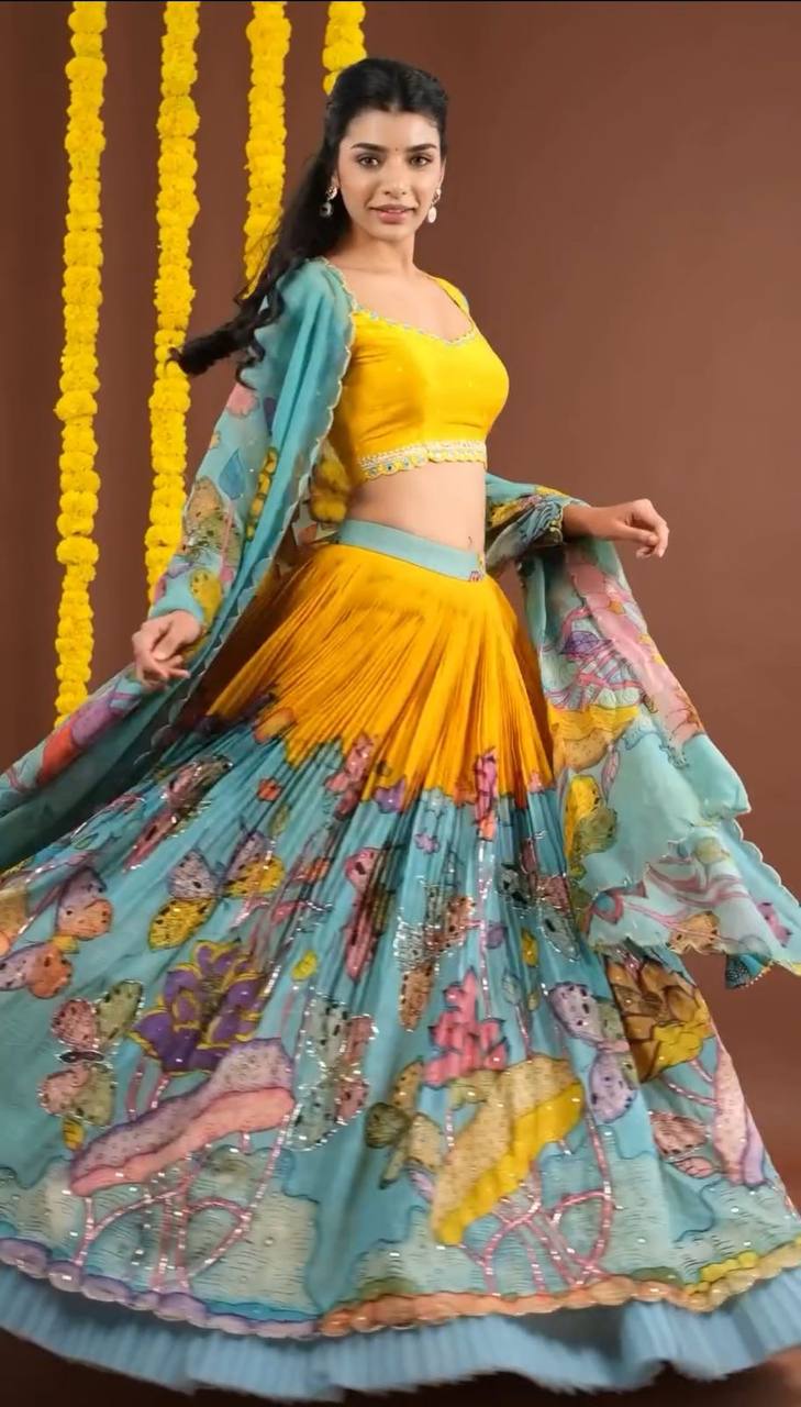 Printed Crepe Festival Wear Multi Lehenga Choli