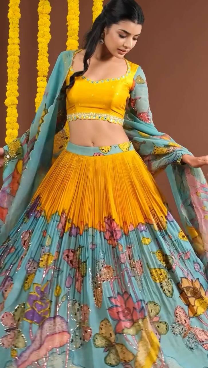 Printed Crepe Festival Wear Multi Lehenga Choli