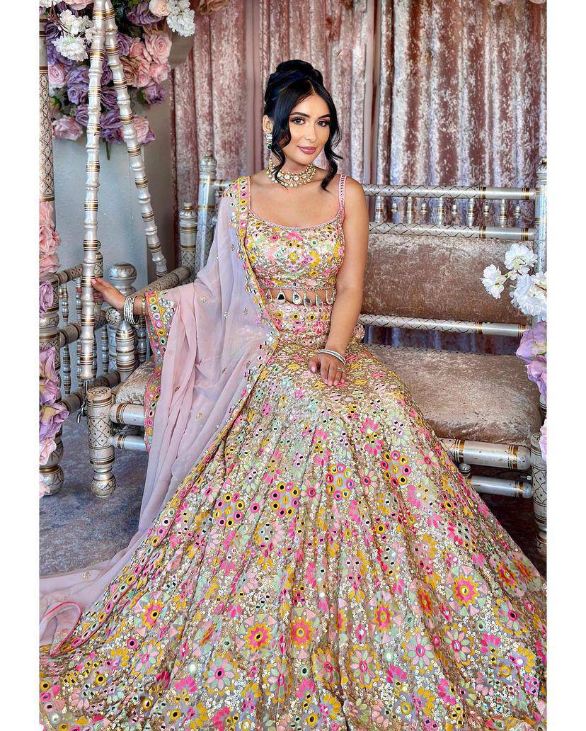 Georgette Wedding Wear Baby Pink Lehenga Choli