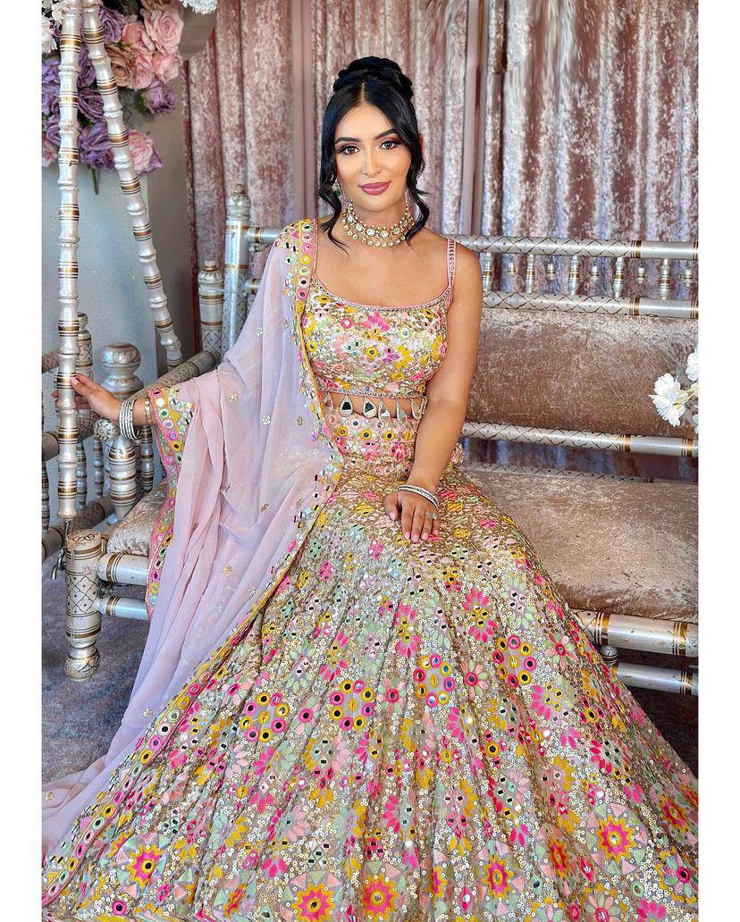 Georgette Wedding Wear Baby Pink Lehenga Choli