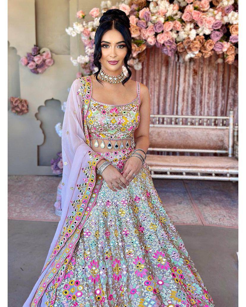 Georgette Wedding Wear Baby Pink Lehenga Choli