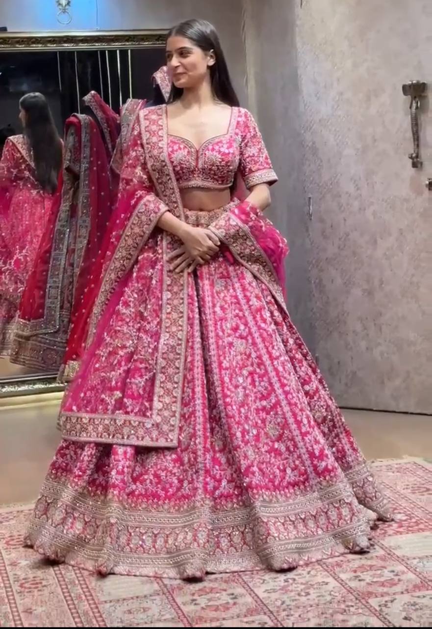 Bridal Wear Georgette Pink Lehenga Choli