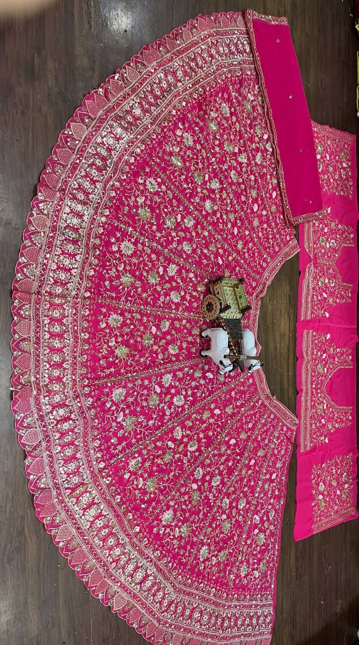 Bridal Wear Georgette Pink Lehenga Choli