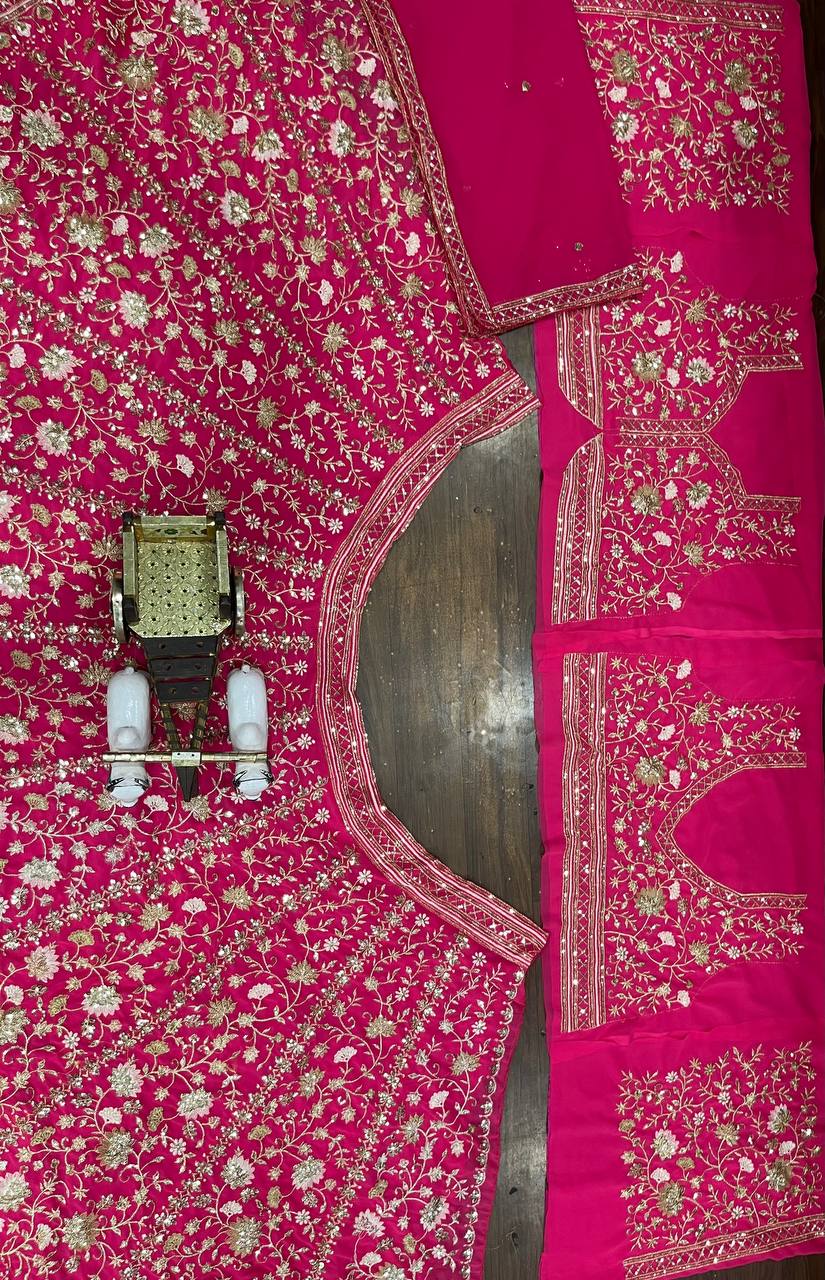 Bridal Wear Georgette Pink Lehenga Choli