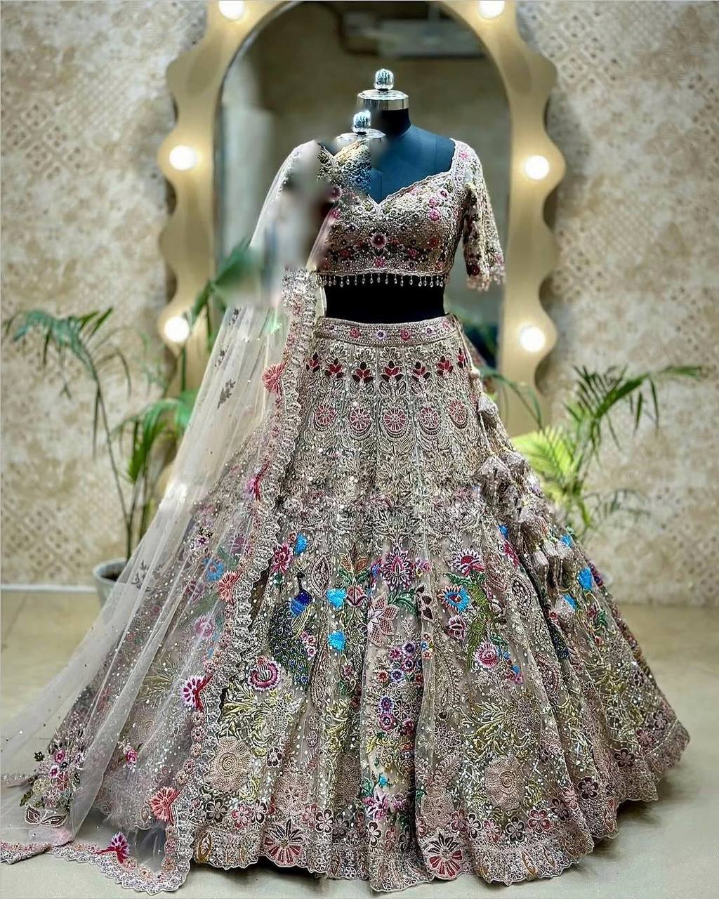 Bridal Wear Organza Silk White Lehenga Choli