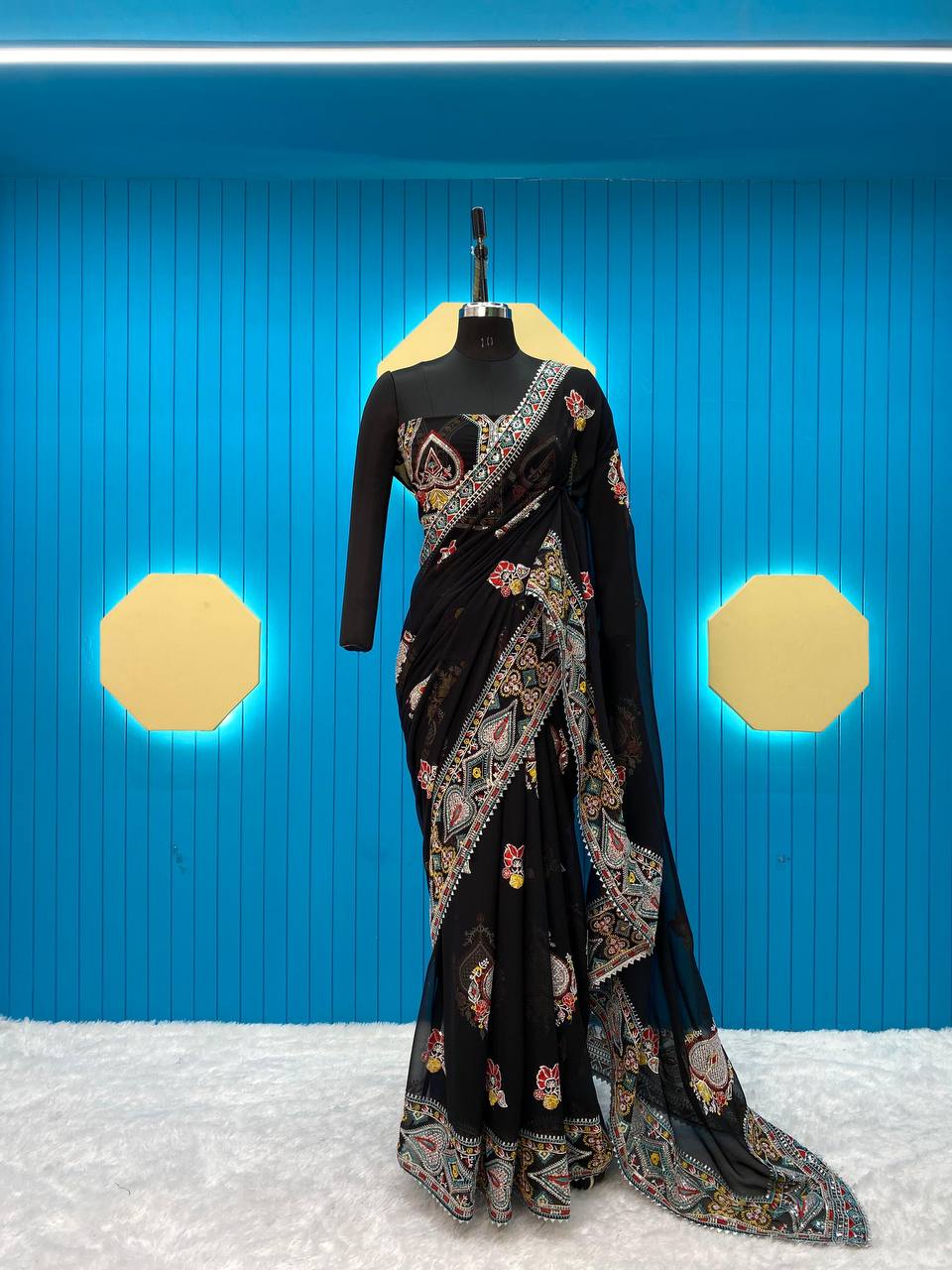 Georgette Party Wear Black Saree