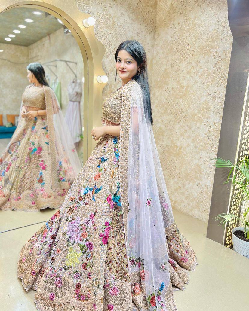 Bridal Embroidered Silk White Lehenga Choli