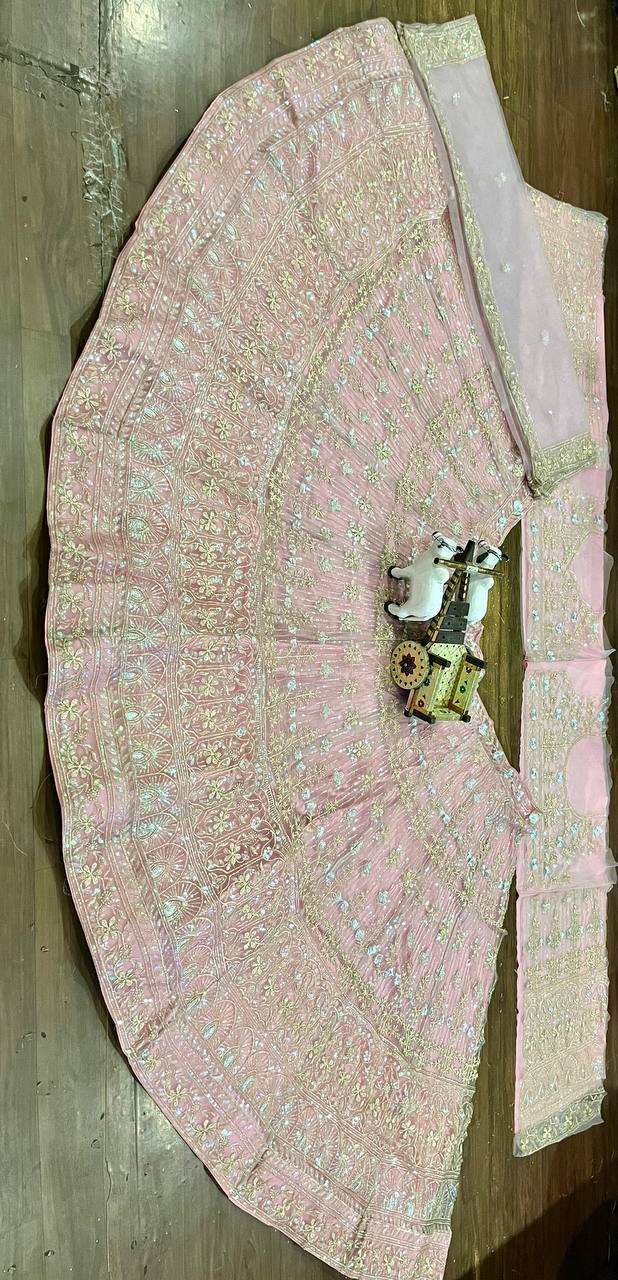 Designer Butterfly Net Bridal Lehenga Choli