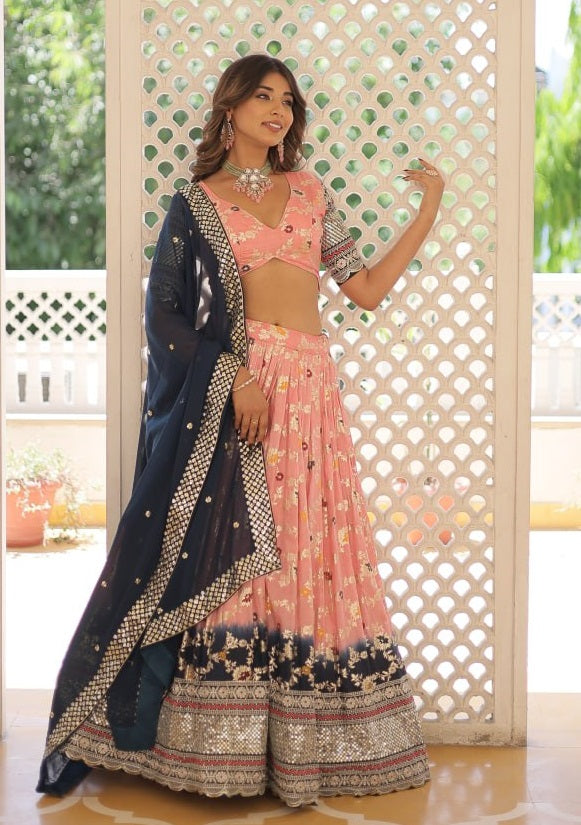 Party Wear Peach Lehenga Choli