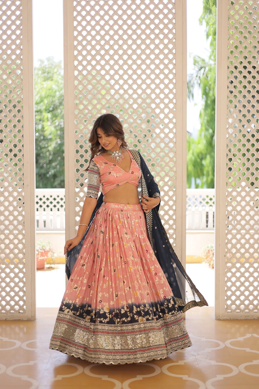 Party Wear Peach Lehenga Choli