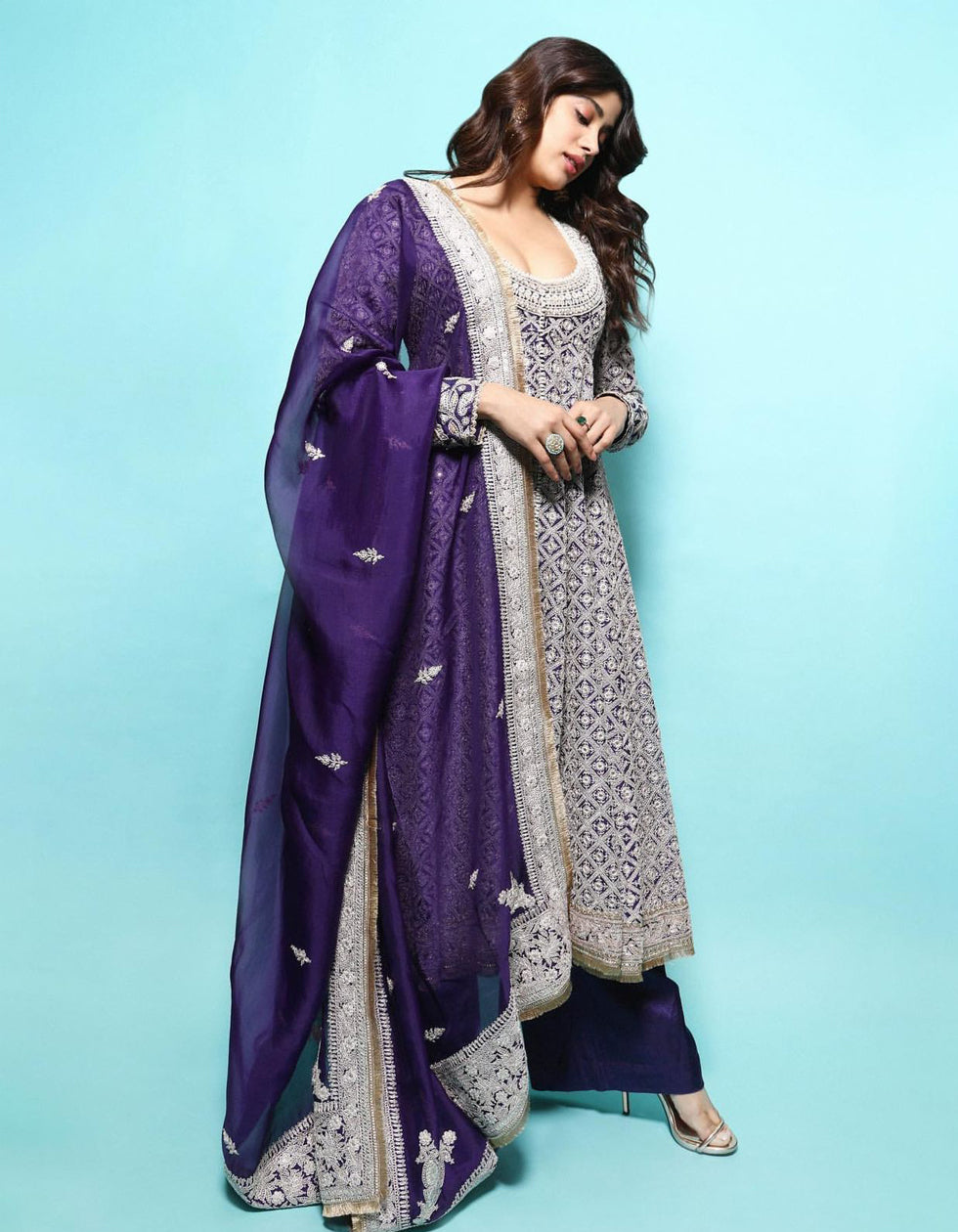 Purple Heavy Geogette Sequance Embroidered Eid Collecation Salwar Suit