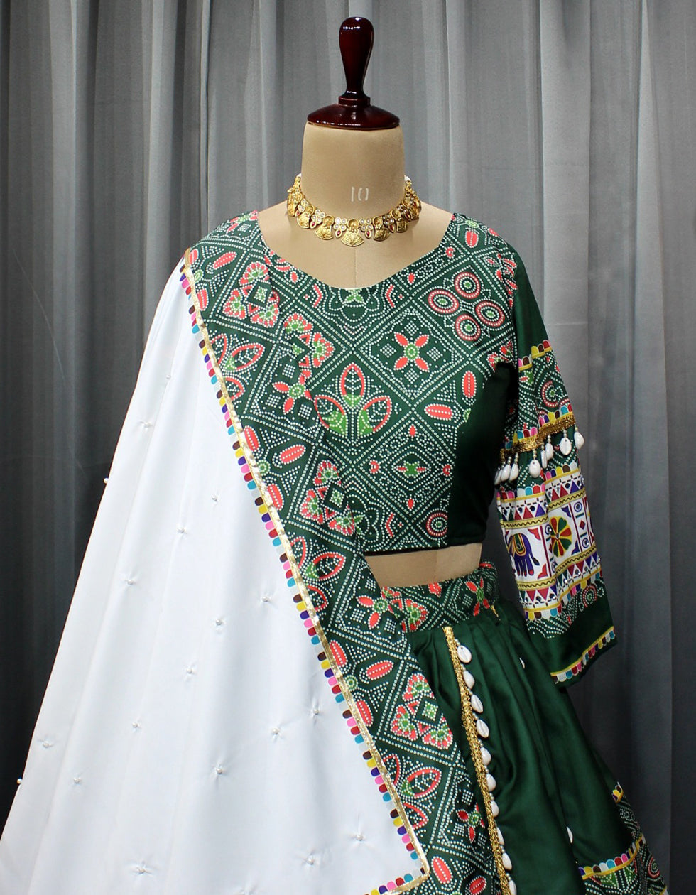 Navratri Special: Green Silk Traditional Lehenga Choli