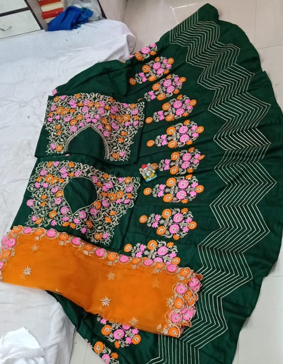 Green Banglory Silk embroidered Work Party Wear Lehenga Choli